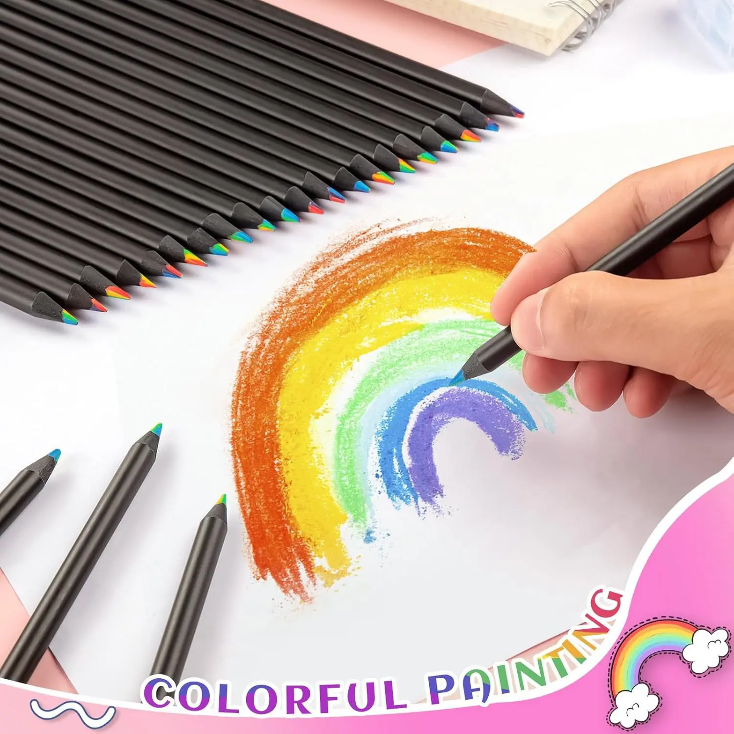 7 Color Rainbow Colored Pencils For Coloring Books And Drawing_voghion.com