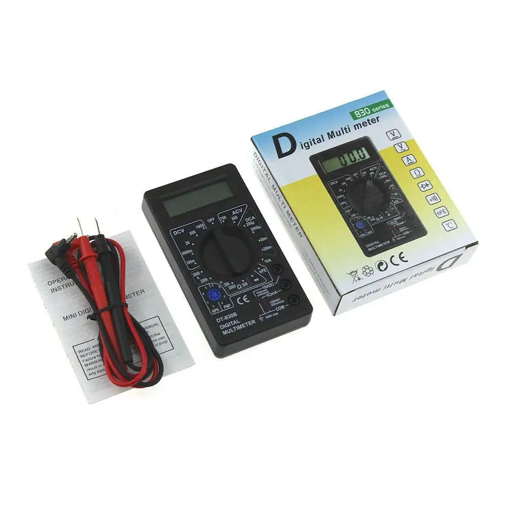 DT830B AC/DC LCD Digital Multimeter 750/1000V Voltmeter Ammeter Ohm Tester High Safety Handheld Meter Digital Multimeter DT-830B