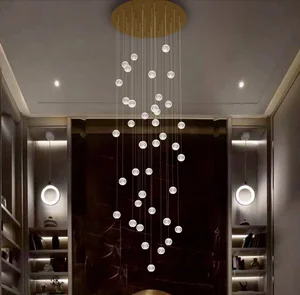Luxury Style Indoor Decoration Villa Hotel Lobby Staircase Custom Large Crystal Led Crytal Glass Ball Chandelier Lights