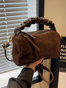 Factory OEM Cowhide Look Suede PU Nubuck Leather Women Hand Bag Shoulder Handbag Custom Logo Cover Lady Crossbody Bag Wallet