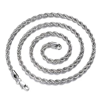 Stainless Steel Chain Necklace Twist Rope for Men Women Jewelry