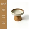 Wooden stand + wide-mouth bowl