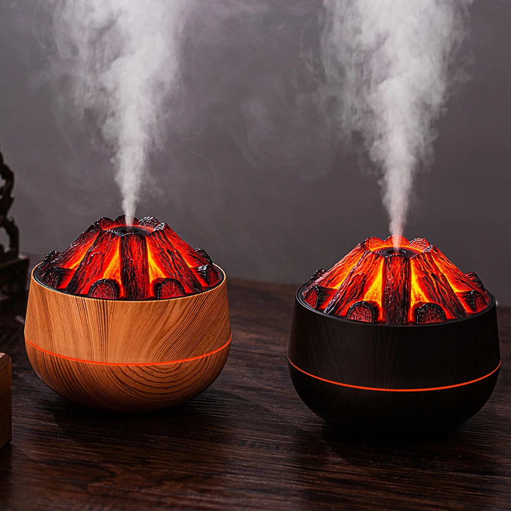 Carbon Fire Humidifier Mini Mute Fog Flame Humidifier USB Smart Bonfire Humidifier for Living Room