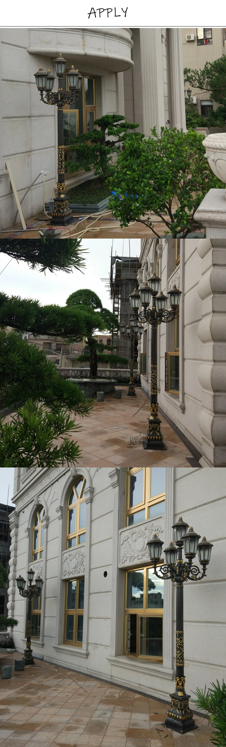 brass outdoor pillar lamp modern classic trend simple aluminum alloy solar post lights outdoor led