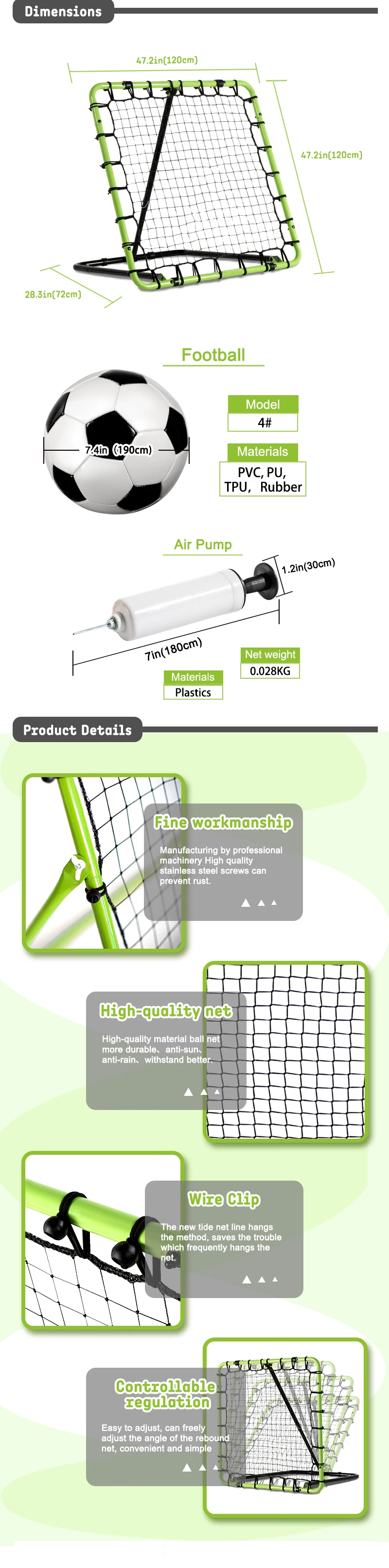 Rebounder Set 1 Ball And Pumb Bounce Goalkeeper Angle Adjustable