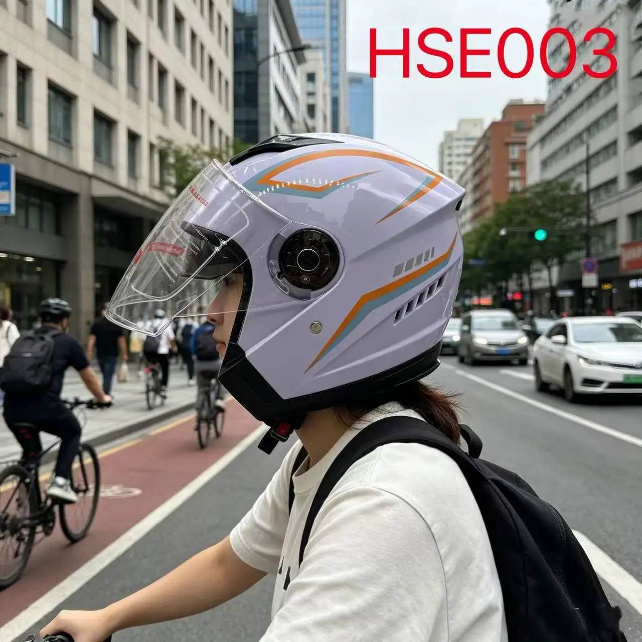 HY, multifunktionel sikkerhedshjelm til fritidscykling, der beskytter mod vind og sand, til bykørsel; svær at knække; hvid/sort cykelhjelm HSE003