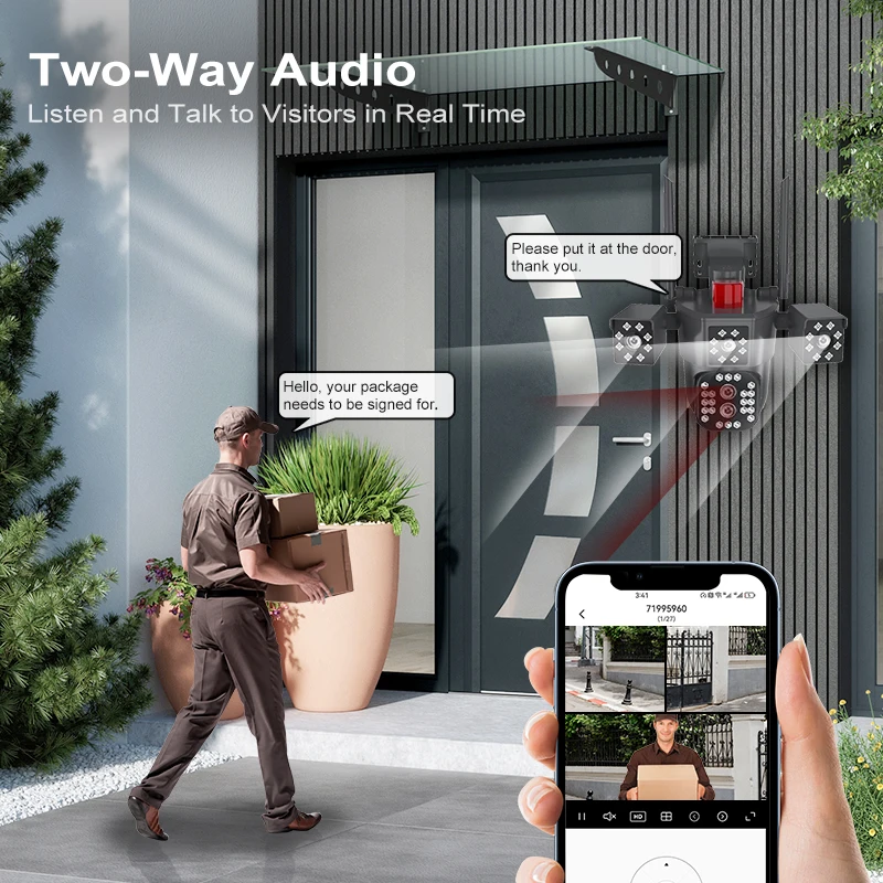 Yoosee Factory Price Wireless 360 IP Camera with 3 Lens 3 View Network WIFI Security Outdoor PTZ Night Vision Function
