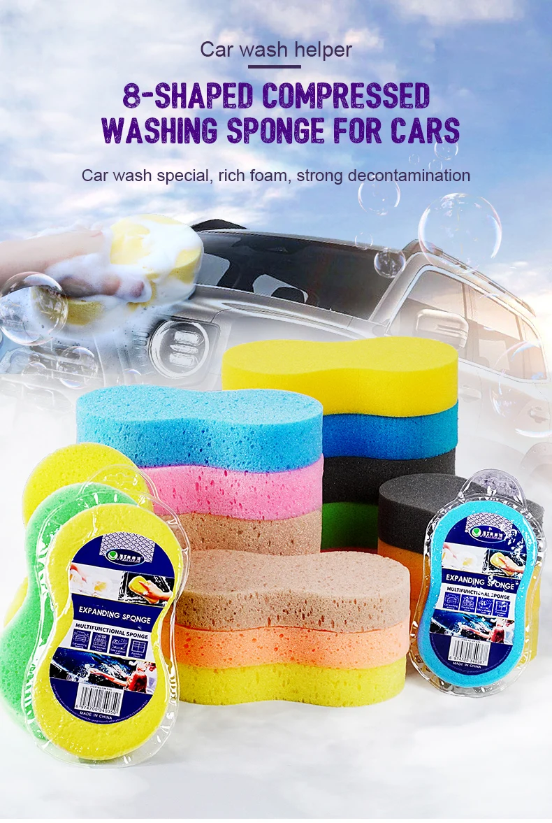 Pvc Bag Sustainable Car Washing Compressed Sponge Car Cleaning Sponge