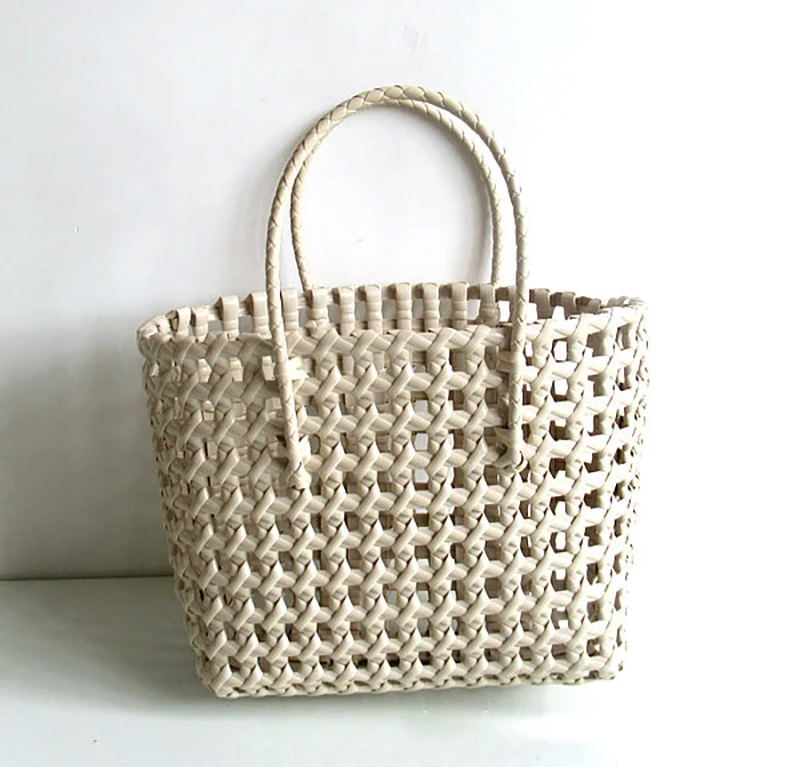 Wholesale Women Basket Handbag Straw Tote Beach Bucket Bag Shoulder ...