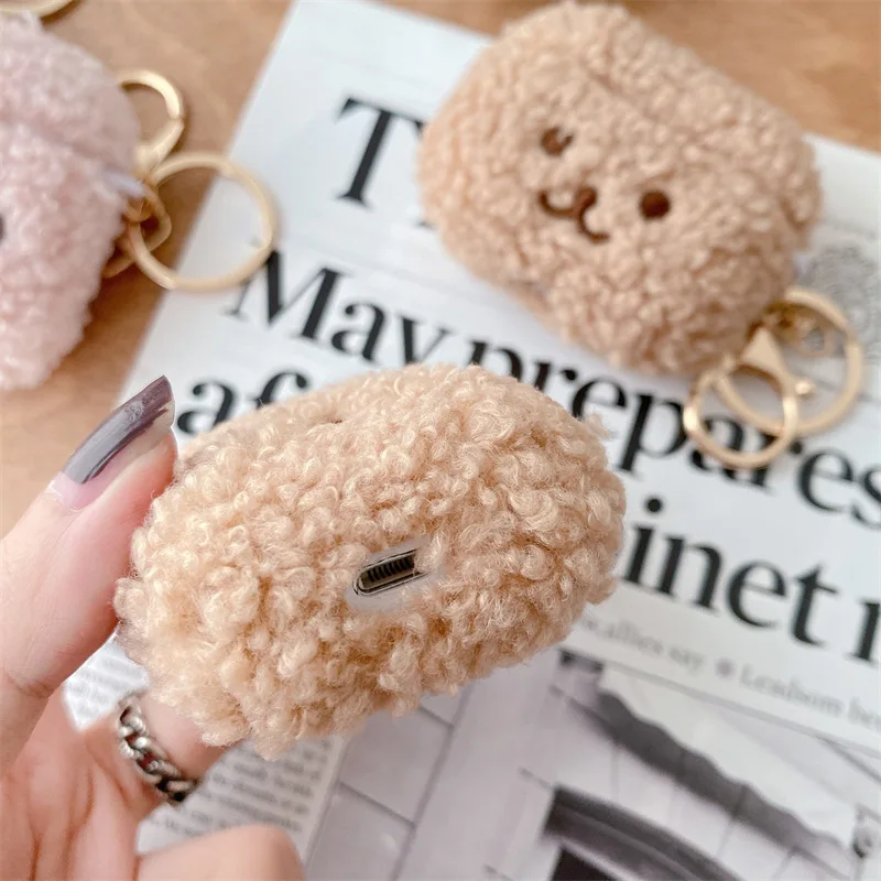 Plush Fabric Cute Animal Embroidery Plush Protective Mini Mobile Earphone Case For AirPods 1/2 3 Pro Waterproof Shockproof manufacture