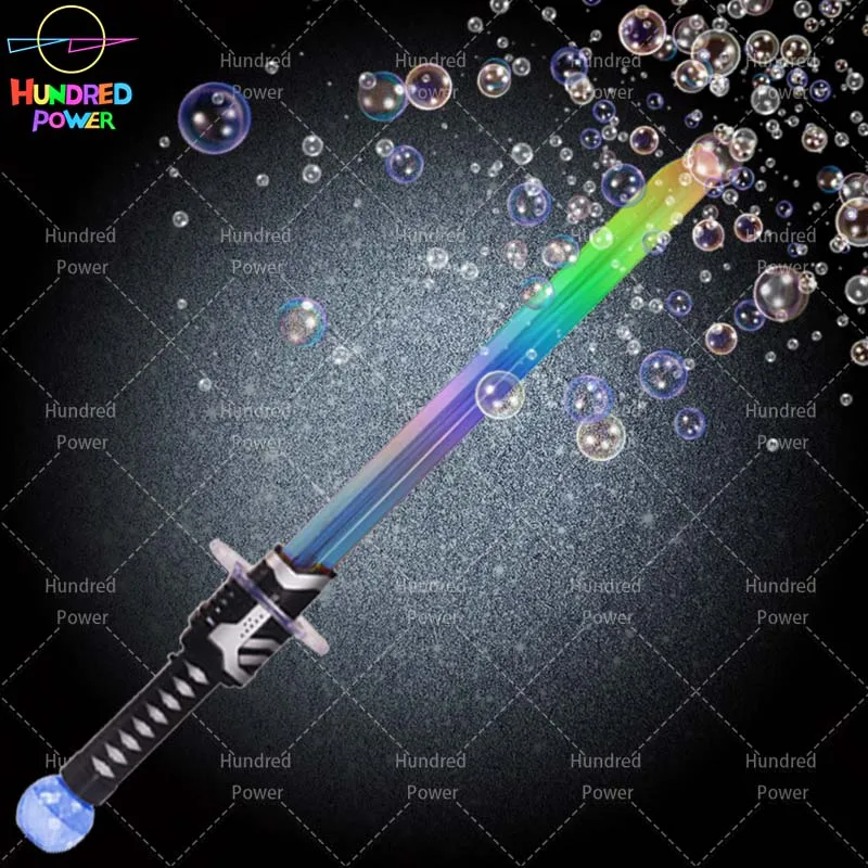 Electric LED Flashing Light Bubble Magic Wand Toy With Two Bubble Water Music Light up Bubble Sword