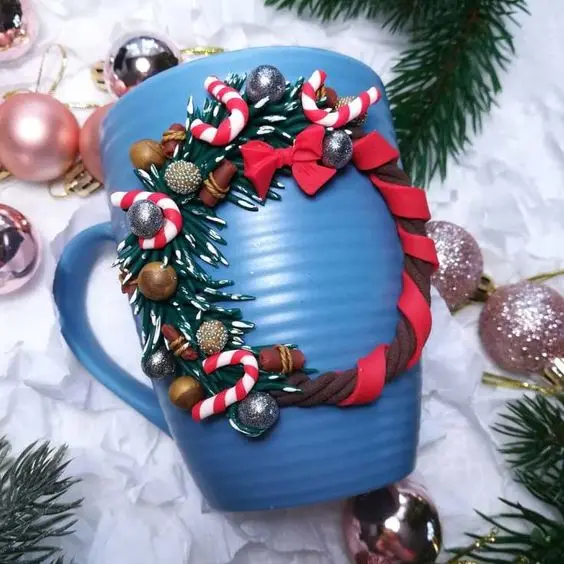 Christmas Decorations Polymer Clay Ceramic Coffee Mugs 3D Mug