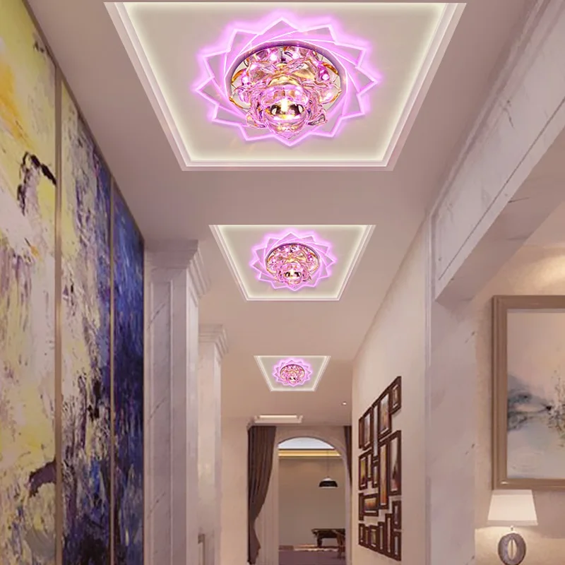 Modern Crystal LED Ceiling Light Fixture Aisle Hallway Pendant Lamp Chandelier