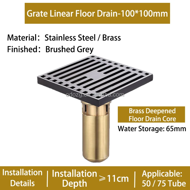 Bathroom Square Grating Linear Floor Drain In Stainless Steel 304 Clean ...