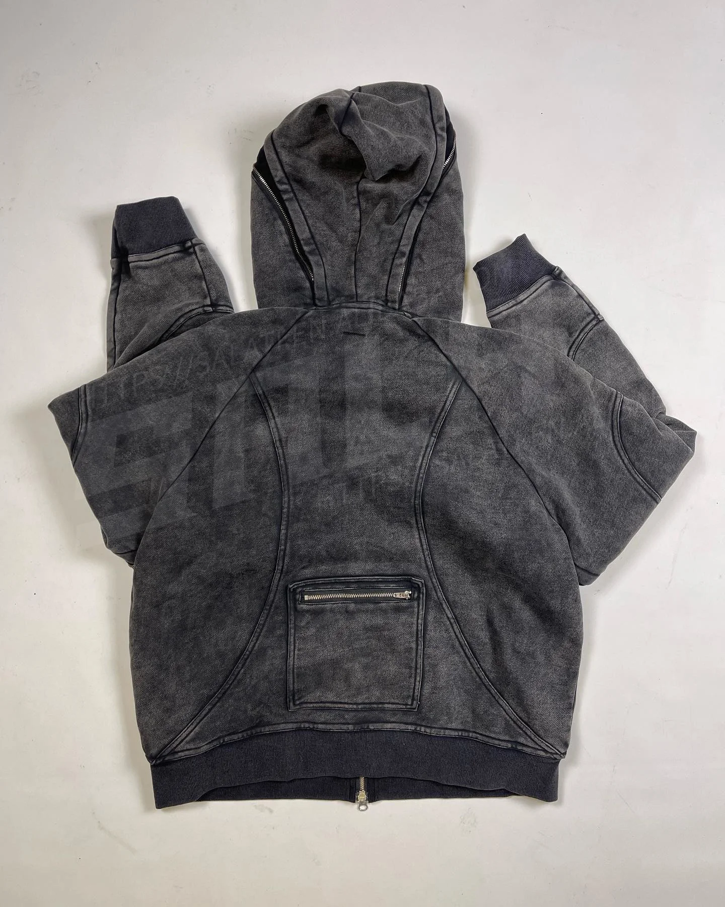 Custom Oversized Heavyweight 100% Cotton French Terry Zip Distressed Stone Acid Washed Hoodie Salati XS Hooded Sweatshirts Men gallery 4