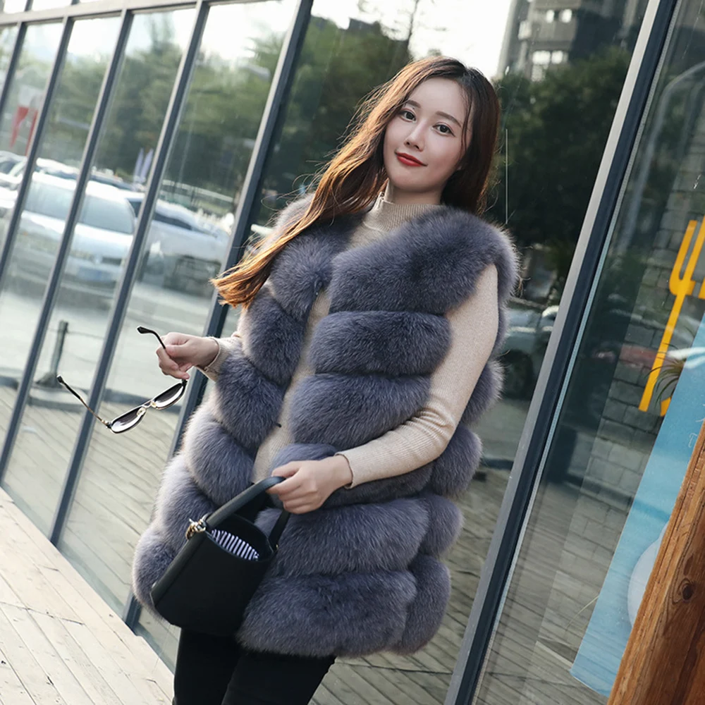 Womens Fur Gilet Real Fox Fashion Furry 2020 Fall Winter Clothes