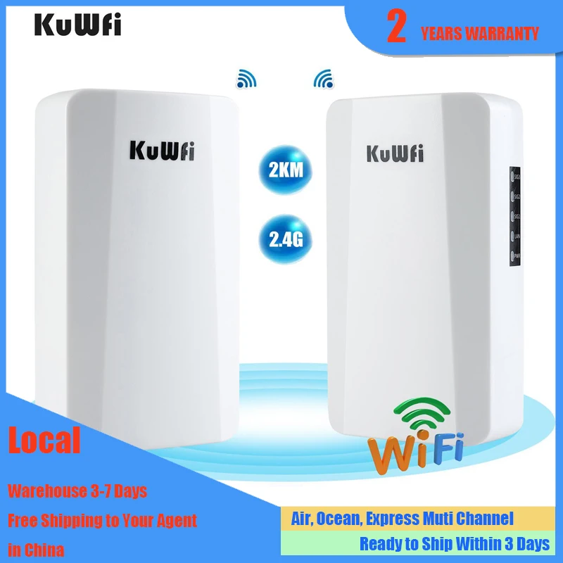 IP65 Waterproof KuWFi WiFi Bridge Outdoor 300Mbps Wireless CPE WiFi Extender wireless AP Point to Point Wireless Bridge