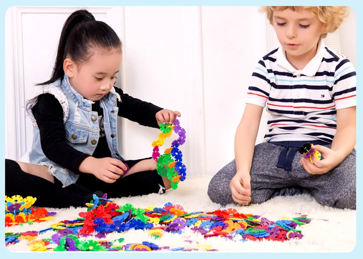 klikko construction children's plastic snowflake building blocks
