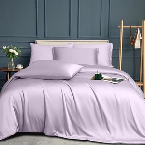Luxury Designer 100% Bamboo Fabric Duvet Cover Set Purple Comforter Bedding for Home Use Elegant Home Decor