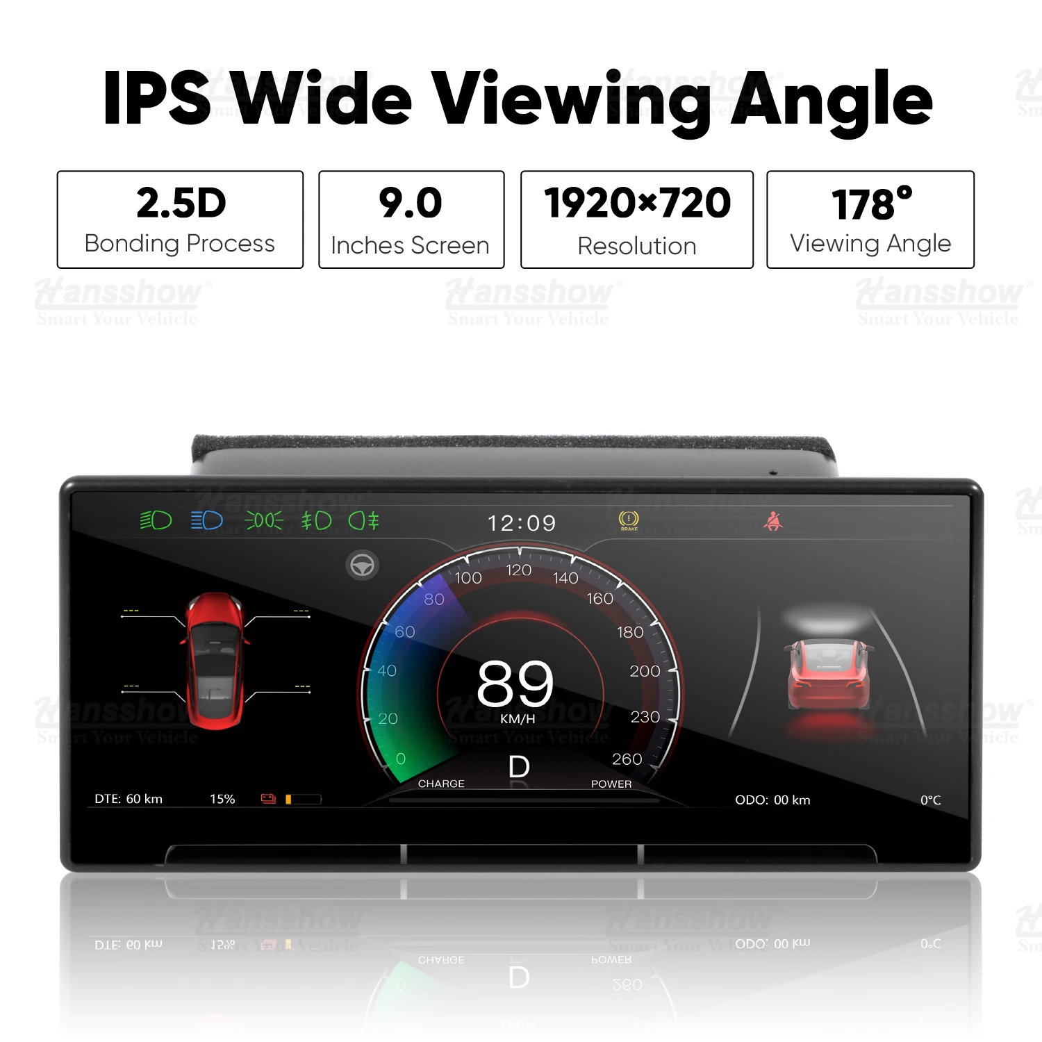 Hansshow Model 3 Y F9 Center Console Dashboard Touch Screen Carplay