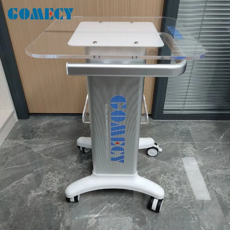 Mobile Adjustable Hospital Medical Trolley Cart with 2 Monitor Mounts Office School Laboratory Clinic Workstation