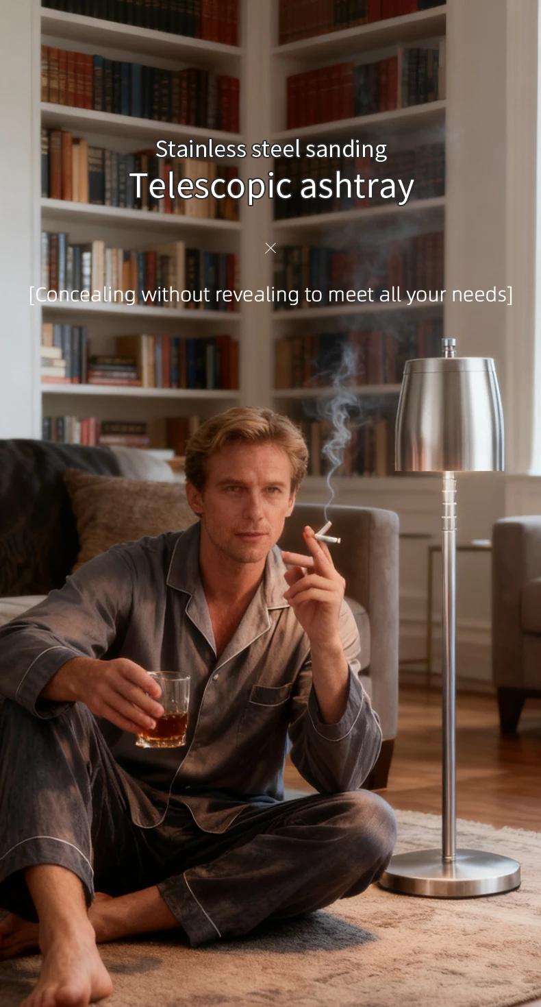 Stainless Steel Table Top Ashtray with Lid Cigarettes Windproof/Rainproof Stainless Steel Smokeless Odorless Ash Tray for Home