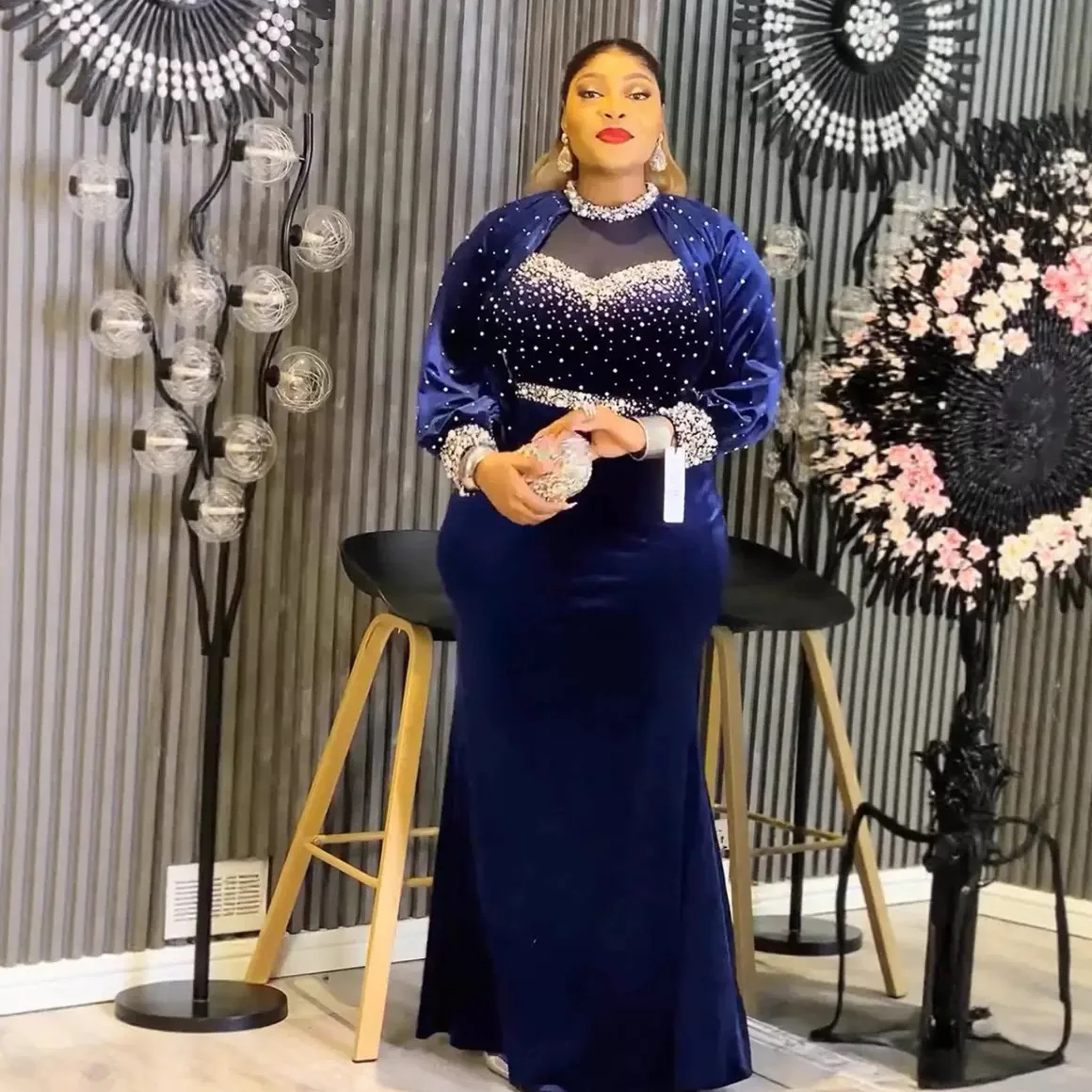 Fashion Turkish African Lace Dresses Women Floor-Length Chiffon Floral  Leopard Print Diamonds Zippers Ball Gown Streetwear Sweet
