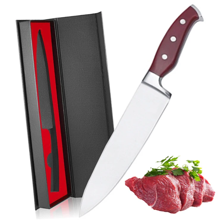 Premium German Stainless Steel 3 PCS Kitchen Slicing Knife Chef Knife Set with Finger Guard and Gift Box