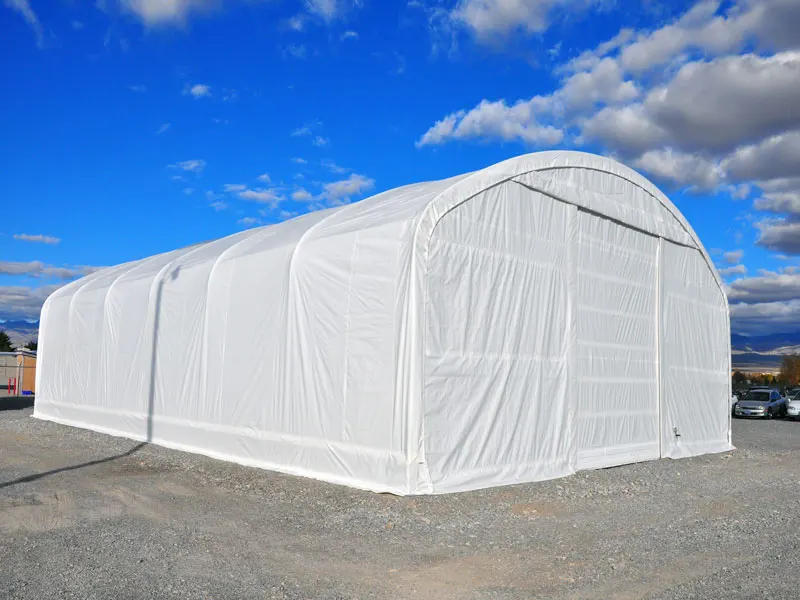 Outdoor Steel Frame Tent with Temporary Roof Structure Tarp Cover and Pressure Treated Wood for Farms