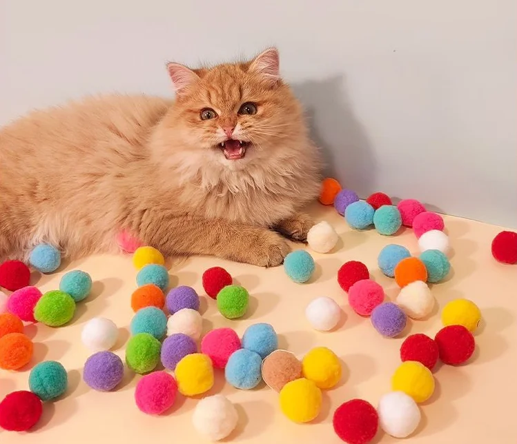 Pet Plush Balls DIY Pompoms Multicolor Pom Pom Ball Pet Cat Toy