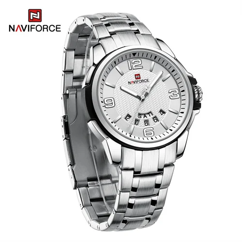 NAVIFORCE 9215S SBW Factory Custom Logo Cheap Quartz Watch Men Wrist Stainless Steel Band Luminous Hands Calendar Business Watch