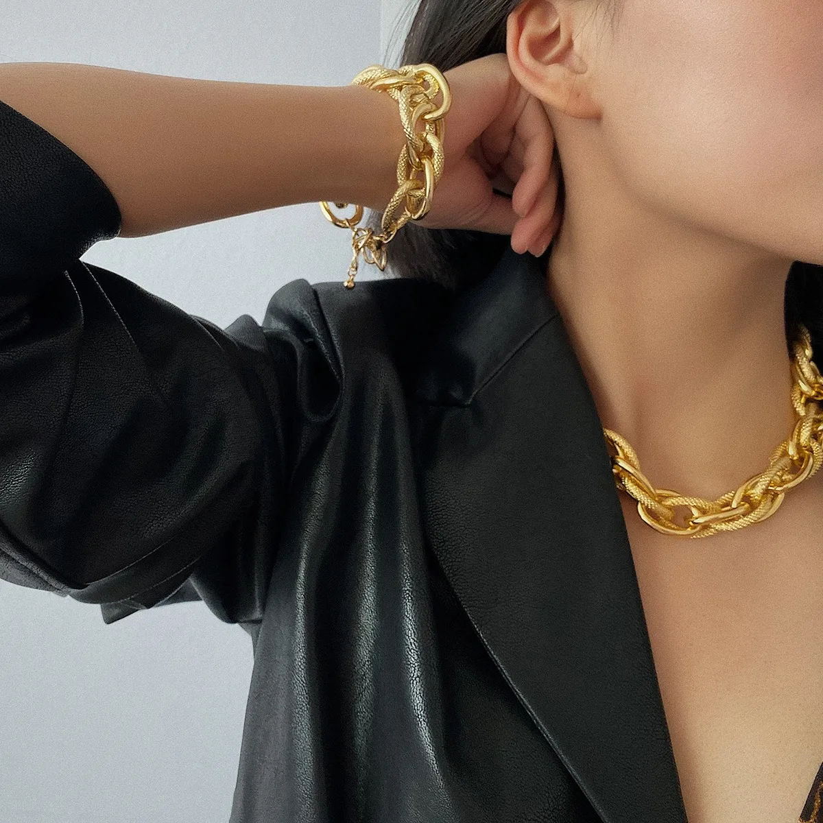 Gold Chunky Necklace Cuban Link Chain Punk Choker Thick