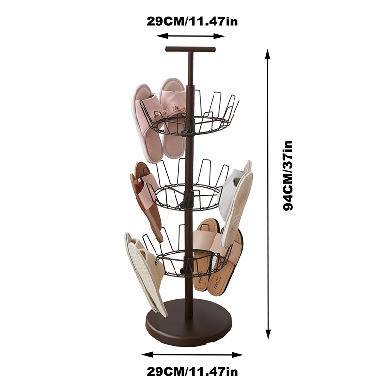 Factory Sample Customization Revolving Shoe Rack Rotating Shoe Tree and Adjustable Carousel Rotating Shoe Display Stand