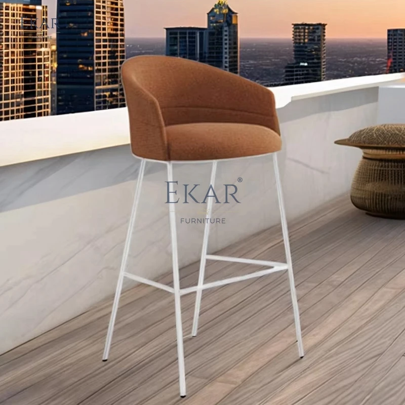 Modern Sleek Bar Stool Durable Metal and Natural Fabric or Leather for Kitchen Dining Hotel or School Use manufacture