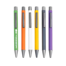 Luxury Black Aluminium Metal Ballpoint Pen Personalized Soft Rubber Coated Barrel with Custom Logo Business & Gift Use