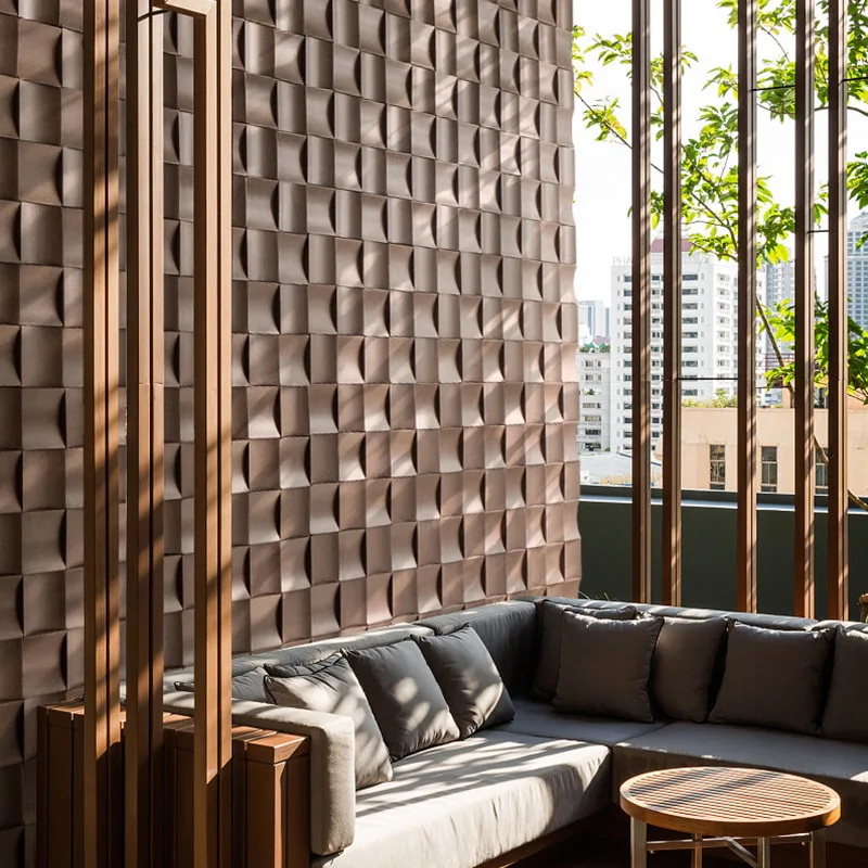 Half Matte Half Round Block Rubber Wood Mosaic Eco 3d Wallpaper for Bucatarie Dorm Wall Mosaic Art Acoustic Wood Panel