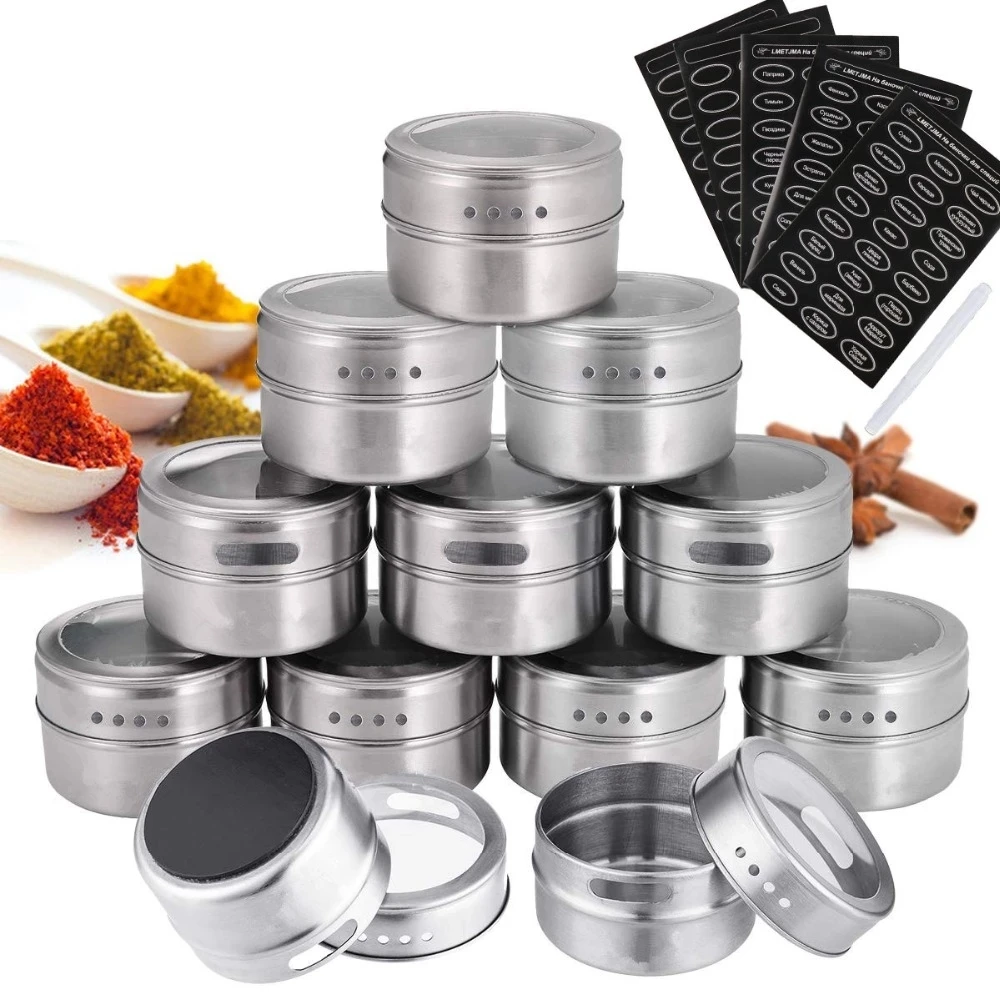 Magnetic Seasoning Box Storage Tins Kitchen Spice Rack Spice Jar Set With Sticker Buy Spice Jar Seasoning Box Mini Spice Rack Set Product On Alibaba Com
