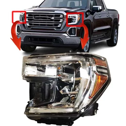 مصباح رأس السيارة هالوجين مع مصباح أمامي DRL لسيارة GMC SIERRA 1500 2020 قطع غيار ملحقات OEM 847772473