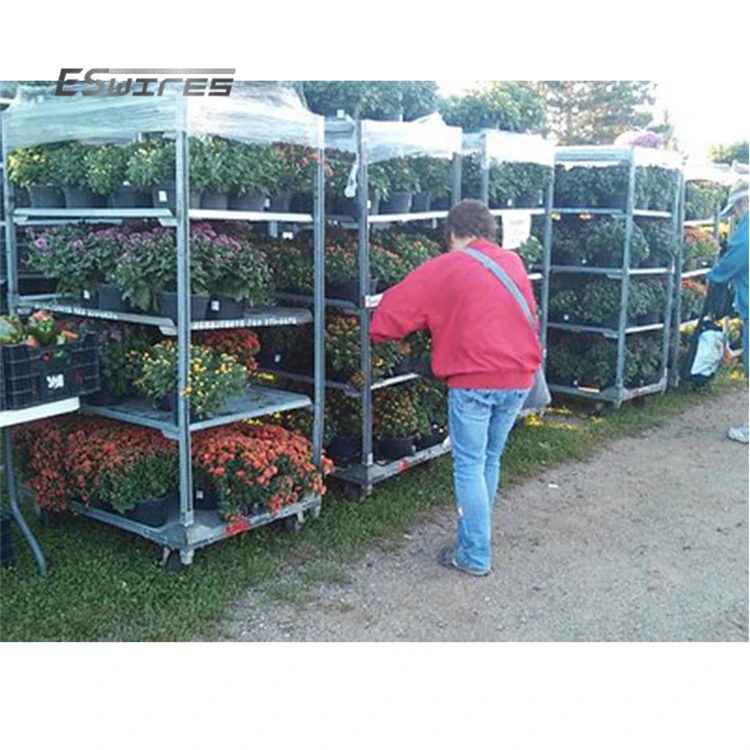 Multiple Shelf Steel Mesh Nursery Flower Greenhouse Garden Cc Container Danish Trolley