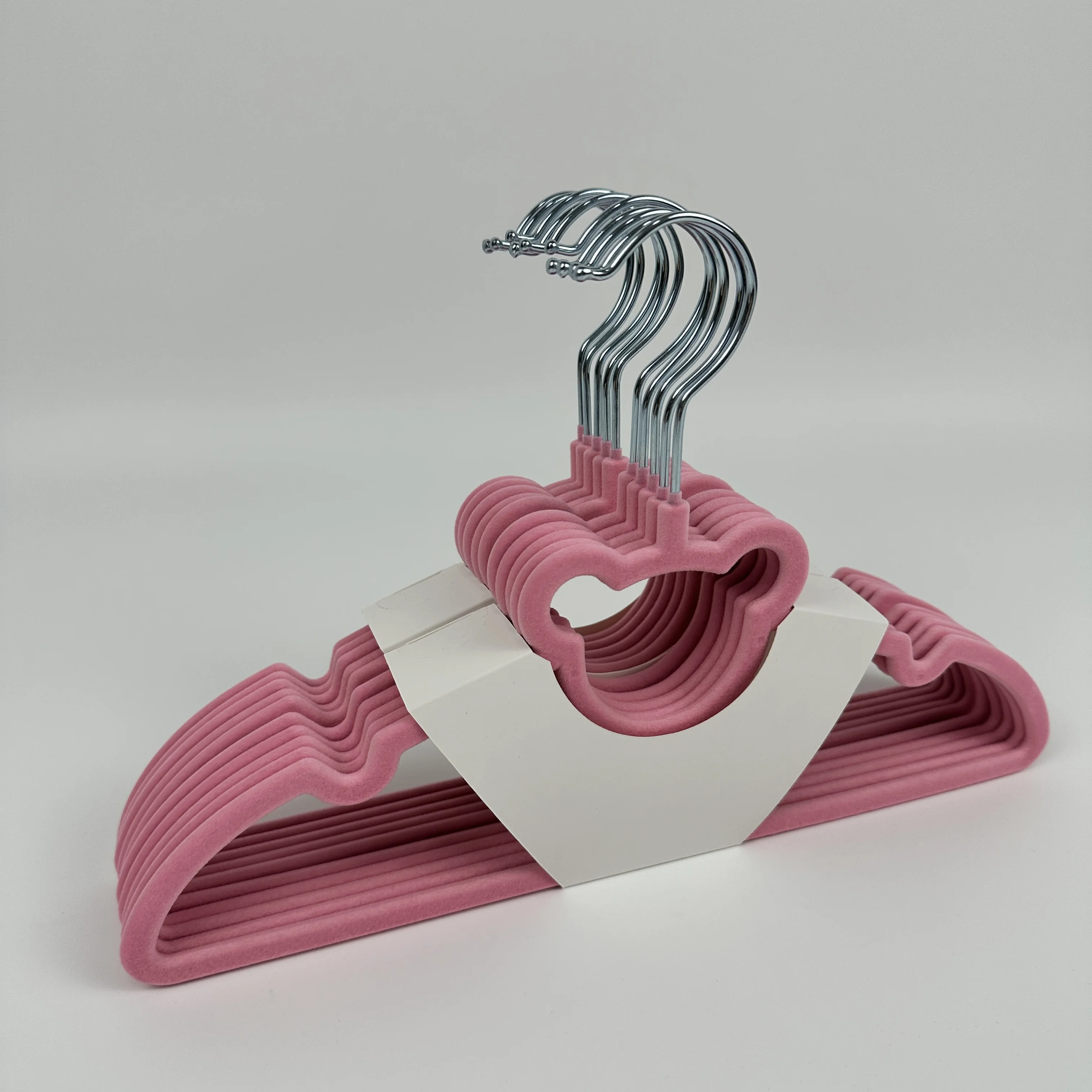 Wholesale Bear Shaped Non Slip Children Clothes Hanger Kids Pink Velvet