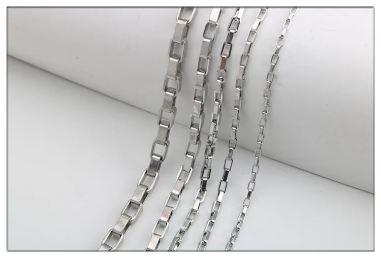 1.5mm 2mm 2.5mm 3mm Wide Silver/gold Jewelry Meter stainless steel necklace Long Box chain for jewelry making