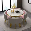 Mesa blanca + silla gris oscuro/rosa/dorada