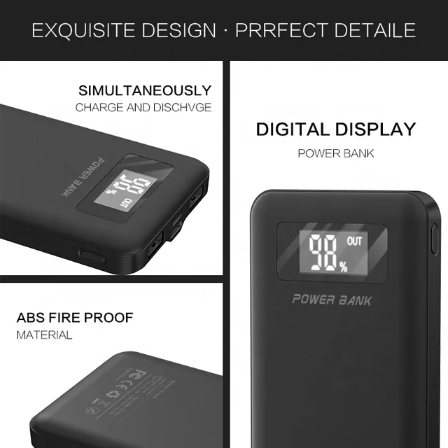 
Новинка 2020, тонкие внешние аккумуляторы 10000, умный внешний аккумулятор 10000 мАч, светодиодный Мобильный Внешний аккумулятор 10000 мАч 