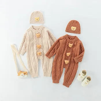 Baby boy Autumn New Western style knitted sweater romper baby cute rompers autumn casual outdoor outfit