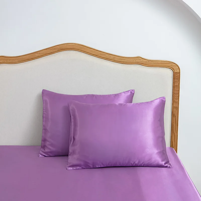 Wholesale Solid Color Satin Pillowcase Custom Silk Pillow Cover For