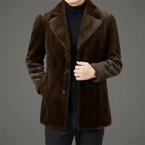 Best Seller Faux Mink Coat Fashion Single Breasted Comfortable Reversible Men Winter Faux Fur Coat