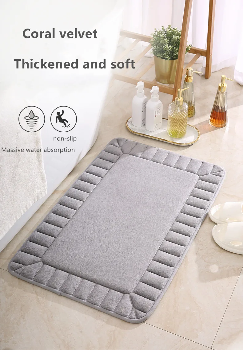 Best Selling Memory Cotton Slow Rebound Non Slip Bathroom Mat Bedroom Living Room Mat factory