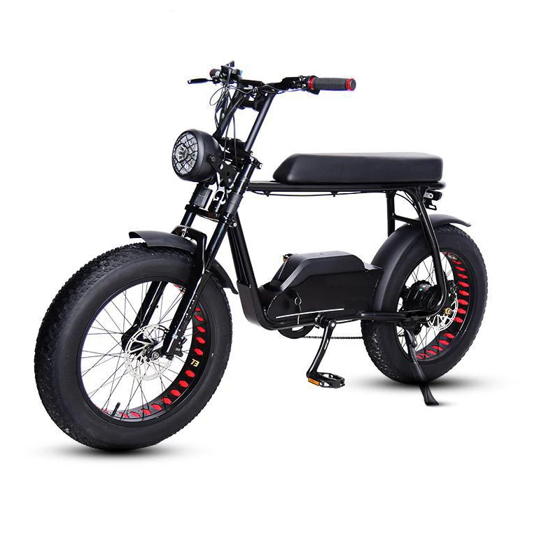 مقعد طويل تعليق كامل ريترو Ebike 1000W 20 بوصة دراجة كهربائية بإطارات سميكة