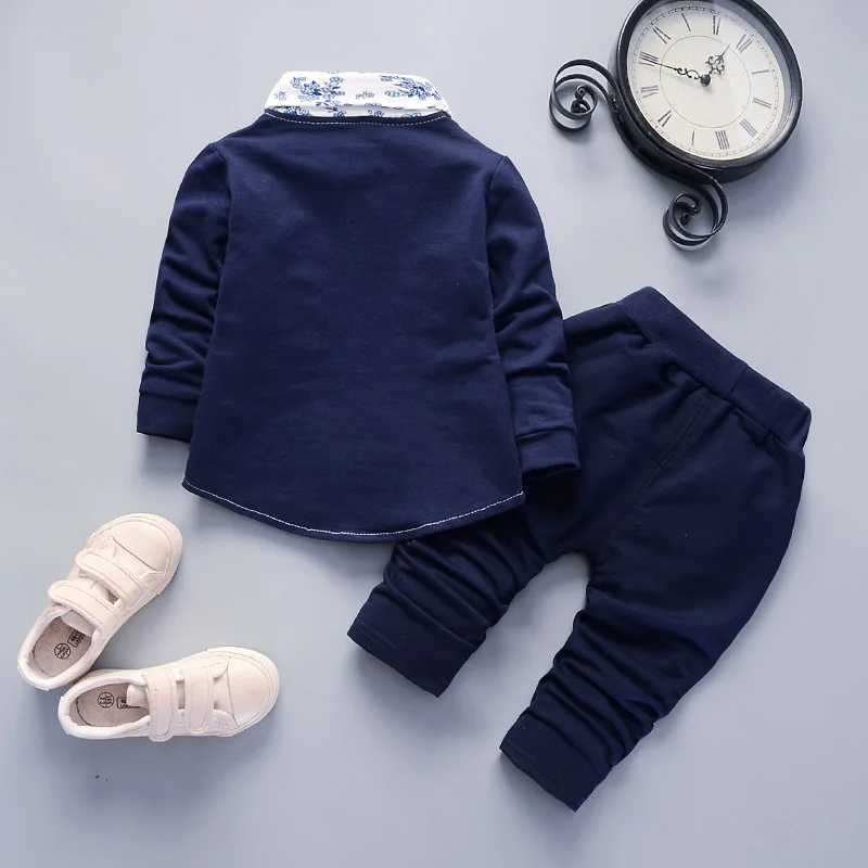 Hot Selling Spring Baby Boy Clothing Set 2pcs Gentlemen Suit Baby Boy