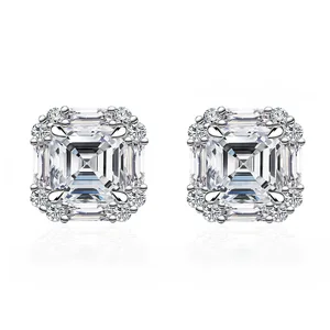 1 Carat 6*6mm square Asscher Zircon Earrings for Women S925 Sterling Silver Earrings Live Hot Selling Fashion Jewelry